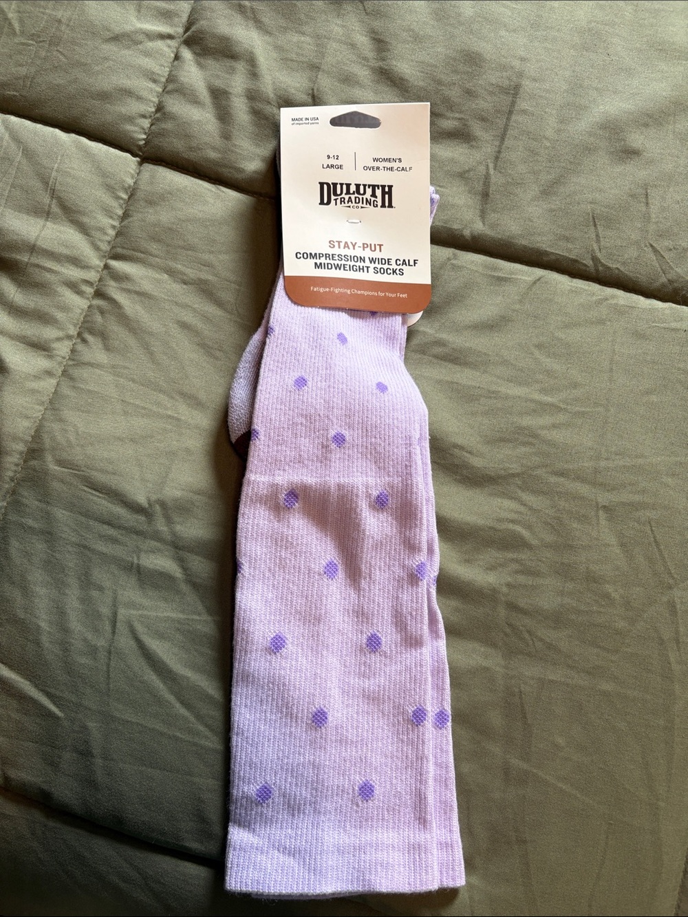 Duluth Trading Co Light Purple Polka Dot Compression Calf Socks Wide Calf 💜💜💜